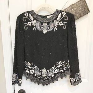 Draper’s & Damon’s Vintage Beaded Evening Top, Size PM